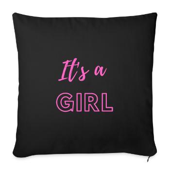 Annonce de bébé - Filles - Grossesse - Housse de coussin décorative 45 x 45 cm - noir - Devant