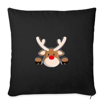 Rudolph's Friendly Reindeer Head - Sofa pillowcase 17,3'' x 17,3'' (45 x 45 cm) - black - Front