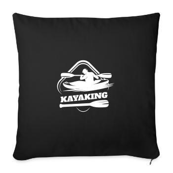KAYAK ROWING CANOE RAFTING WATER RIVER SPORTS MOTIF - Sofa pillowcase 17,3'' x 17,3'' (45 x 45 cm) - black - Front