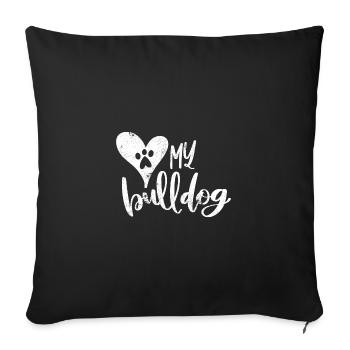LOVE BULLDOG DOGS DOGS BULLDOG MOTIF WAU - Sofa pillowcase 17,3'' x 17,3'' (45 x 45 cm) - black - Front