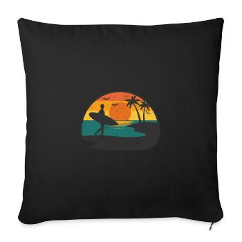 SURFER SURF LAKE BEACH HOLIDAY SURFING KITE MOTIF - Sofa pillowcase 17,3'' x 17,3'' (45 x 45 cm) - black - Front