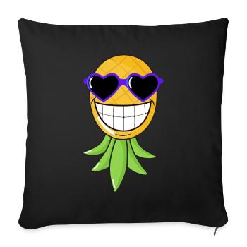Swinger Ananas lachend - Sofakissenbezug 45 x 45 cm - Schwarz - Vorne