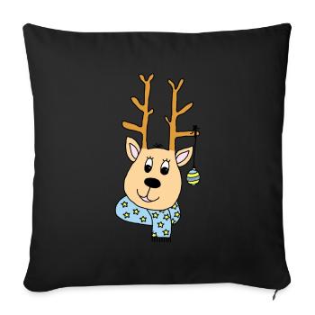 Frohe Weihnachten wünscht das Rentier - Sofakissenbezug 45 x 45 cm - Schwarz - Vorne