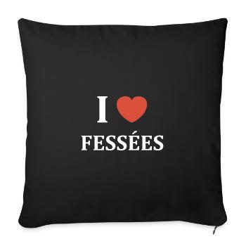 i love fessées - Housse de coussin décorative 45 x 45 cm - noir - Devant