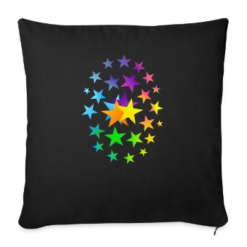 ÉTOILES astérisques beaucoup d’étoiles - Housse de coussin décorative 45 x 45 cm - noir - Devant