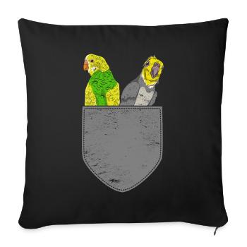 Vogelliebhaber Geschenk Süßes Brusttasche Sittich - Sofakissenbezug 45 x 45 cm - Schwarz - Vorne