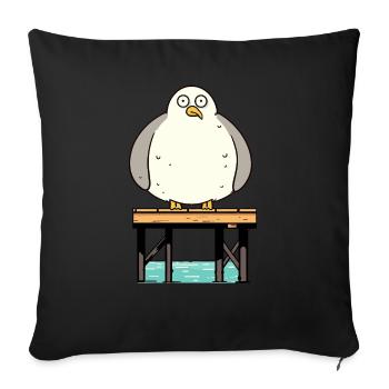 Comic dick fett Nordsee Moin Möwe Pier Hafen Diät - Sofakissenbezug 45 x 45 cm - Schwarz - Vorne