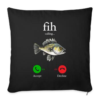 Funny Fih Fish Meme Fish Fih Funny Misspelled Fish - Housse de coussin décorative 45 x 45 cm - noir - Devant