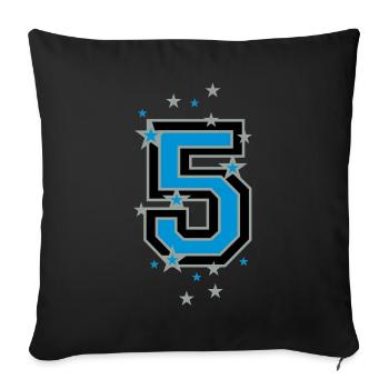 Number five decorated with stars - Sofa pillowcase 17,3'' x 17,3'' (45 x 45 cm) - black - Front