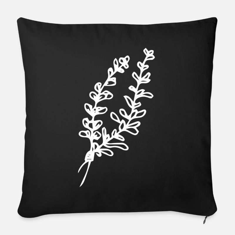 Pflanze in weiß Geschenk Idee - Sofakissenbezug 45 x 45 cm - Schwarz