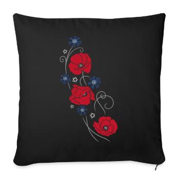 Coquelicots. Design d'été. - Housse de coussin décorative 45 x 45 cm - noir - Devant