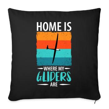 Glider Gliding Gliding Glider Flying - Sofa pillowcase 17,3'' x 17,3'' (45 x 45 cm) - black - Front