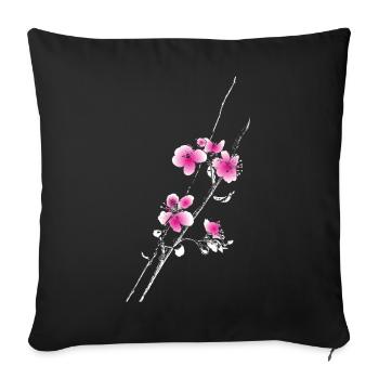 Cherry Blossom Blossoms Branch Branch - Sofa pillowcase 17,3'' x 17,3'' (45 x 45 cm) - black - Front