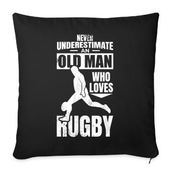 Grand-père joueur de rugby - Housse de coussin décorative 45 x 45 cm - noir - Devant