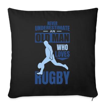 Ne sous-estimez jamais les anciens joueurs de rugby - Housse de coussin décorative 45 x 45 cm - noir - Devant