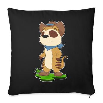 Meerkat Cowboy Cowboy Hat - Sofa pillowcase 17,3'' x 17,3'' (45 x 45 cm) - black - Front