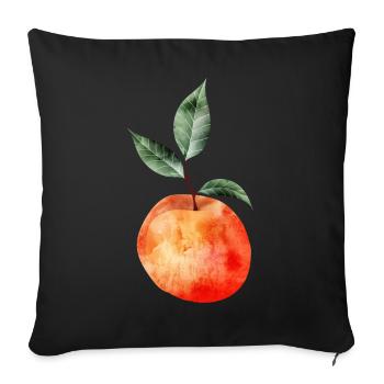 glowing peach with leaves illustration - Sofa pillowcase 17,3'' x 17,3'' (45 x 45 cm) - black - Front