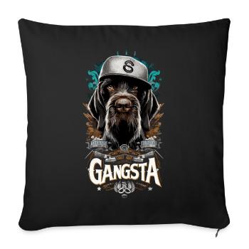 German Wirehaired Gangsta Dog Gift - Sofa pillowcase 17,3'' x 17,3'' (45 x 45 cm) - black - Front