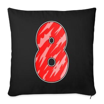 Number 8 Number Eight Motif Red Pattern - Sofa pillowcase 17,3'' x 17,3'' (45 x 45 cm) - black - Front