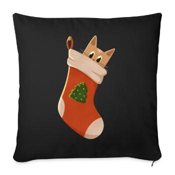 Chaton mignon en bottes - Housse de coussin décorative 45 x 45 cm - noir - Devant