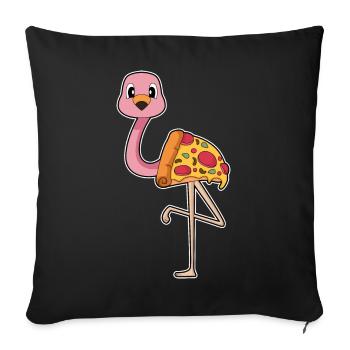 Pizza aux flamants roses - Housse de coussin décorative 45 x 45 cm - noir - Devant