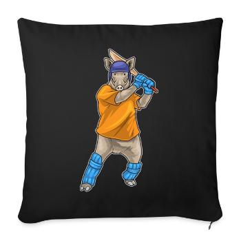 Eber Cricket Cricketschläger - Sofakissenbezug 45 x 45 cm - Schwarz - Vorne