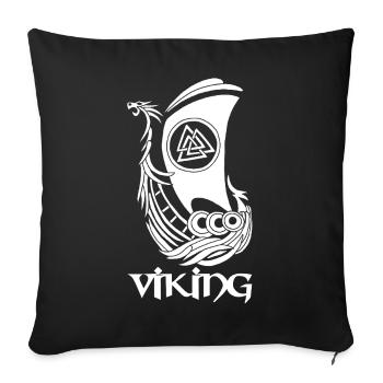 White Viking Ship - Sofa pillowcase 17,3'' x 17,3'' (45 x 45 cm) - black - Front