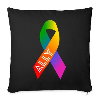 Queer Rainbow Bow Peace Sign - Sofa pillowcase 17,3'' x 17,3'' (45 x 45 cm) - black - Front