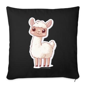Lama Alpaga Lama Lama Cadeau Animal - Housse de coussin décorative 45 x 45 cm - noir - Devant