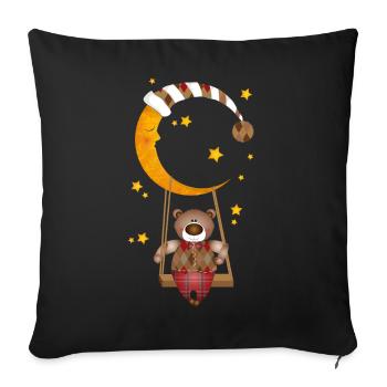 Teddy rocks on the moon – sweet goodnight motif - Sofa pillowcase 17,3'' x 17,3'' (45 x 45 cm) - black - Front