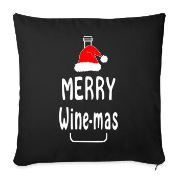 Merry Wine-mas funny Christmas gift - Sofa pillowcase 17,3'' x 17,3'' (45 x 45 cm) - black - Front