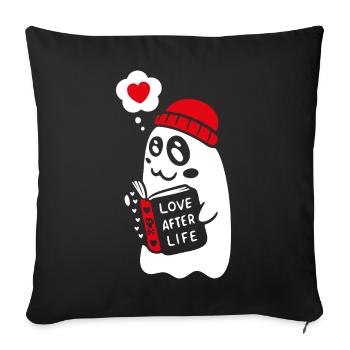Mignon fantôme lecture livre romantique - Housse de coussin décorative 45 x 45 cm - noir - Devant