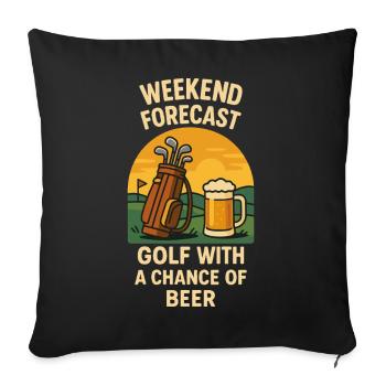 Prévisions du week-end Golf avec une chance de bière - Housse de coussin décorative 45 x 45 cm - noir - Devant