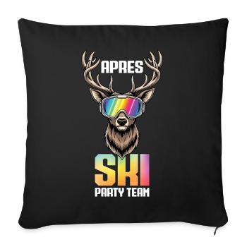 Apres Ski Party Team Deer Snow Skiing Ski - Sofa pillowcase 17,3'' x 17,3'' (45 x 45 cm) - black - Front