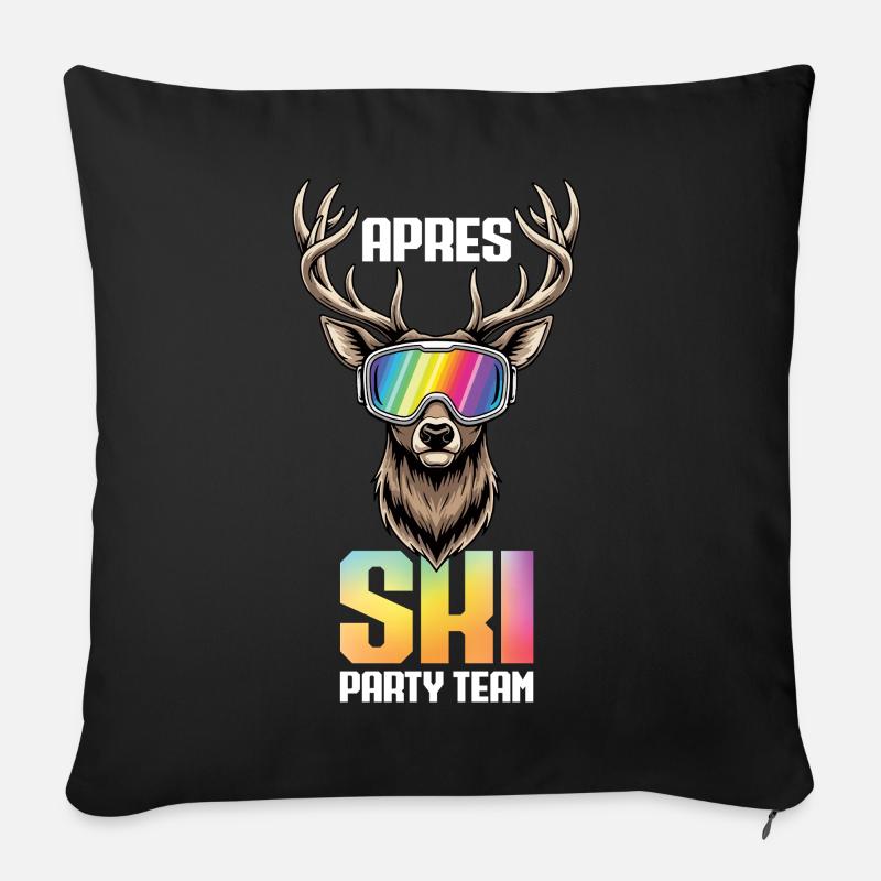 Après Ski Party Team Hirsch Schnee Skifahren Ski - Sofakissenbezug 45 x 45 cm - Schwarz