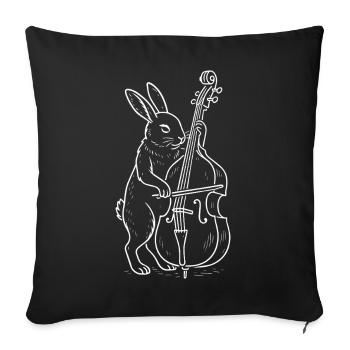 Rabbit joue de la contrebasse - Housse de coussin décorative 45 x 45 cm - noir - Devant
