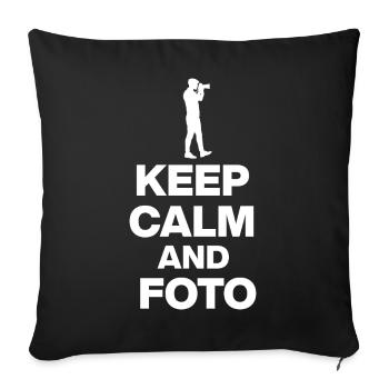 RESTEZ CALMES ET PRENEZ UNE PHOTO ! PHOTOGRAPHE APPAREIL PHOTO - Housse de coussin décorative 45 x 45 cm - noir - Devant