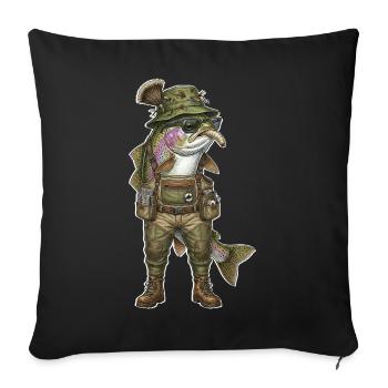 Rainbow Trout Trout Fishing Fly Fishing - Sofa pillowcase 17,3'' x 17,3'' (45 x 45 cm) - black - Front