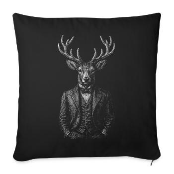 Cerf élégant en costume sur mesure - Housse de coussin décorative 45 x 45 cm - noir - Devant