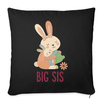 Gender Reveal Baby Shower Big Sis Big Sister - Sofa pillowcase 17,3'' x 17,3'' (45 x 45 cm) - black - Front