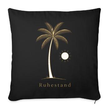 Ruhestand Palme mit Sonne – Rente Abschied  - Sofakissenbezug 45 x 45 cm - Schwarz - Vorne