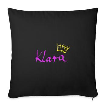 Klara with crown as a gift idea - Sofa pillowcase 17,3'' x 17,3'' (45 x 45 cm) - black - Front