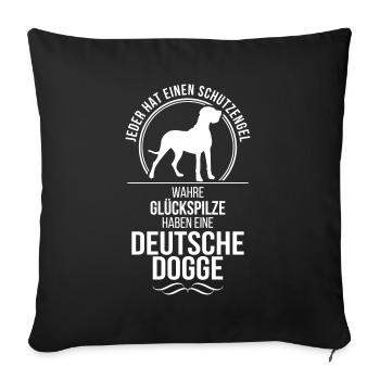 DEUTSCHE DOGGE Schutzengel Wilsigns - Sofakissenbezug 45 x 45 cm - Schwarz - Vorne