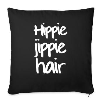 HIPPIE JIPPIE YEAH - Sofa pillowcase 17,3'' x 17,3'' (45 x 45 cm) - black - Front