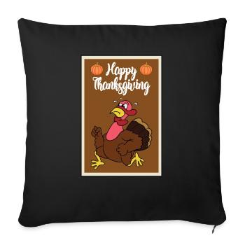 Thanksgiving Turquie dinde Thanksgiving - Housse de coussin décorative 45 x 45 cm - noir - Devant