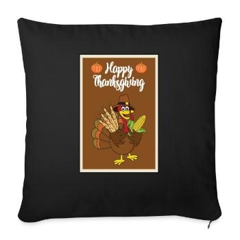 Thanksgiving Turquie dinde Thanksgiving - Housse de coussin décorative 45 x 45 cm - noir - Devant