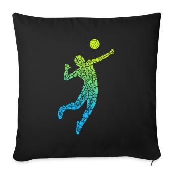 Volleyball Spieler Symbole Jungen Volleyballer - Sofakissenbezug 45 x 45 cm - Schwarz - Vorne