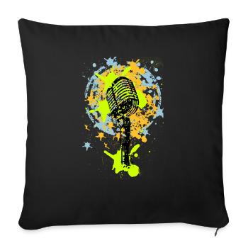 microphone de cru amour de la musique graffiti - Housse de coussin décorative 45 x 45 cm - noir - Devant