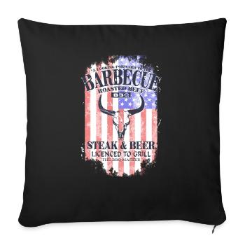 Barbecue - BBQ - USA Buffalo - Housse de coussin décorative 45 x 45 cm - noir - Devant