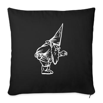 Garden gnome gnome dwarf troll drawing - Sofa pillowcase 17,3'' x 17,3'' (45 x 45 cm) - black - Front